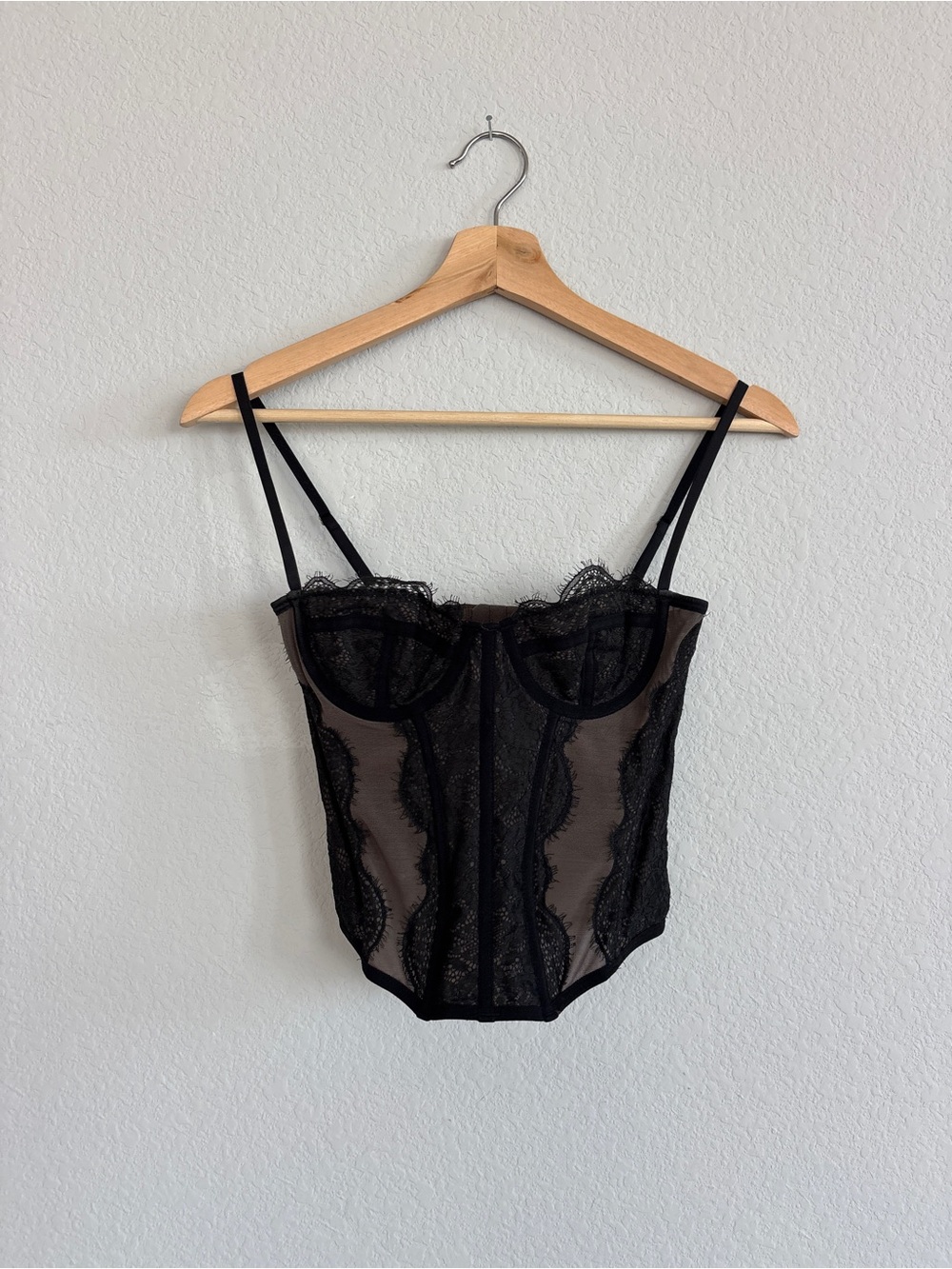 Urban Outfitters Black Sheer Lace Bustier Top